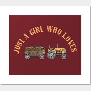 Just A Girl Who Loves Tractors Gardening Posters and Art